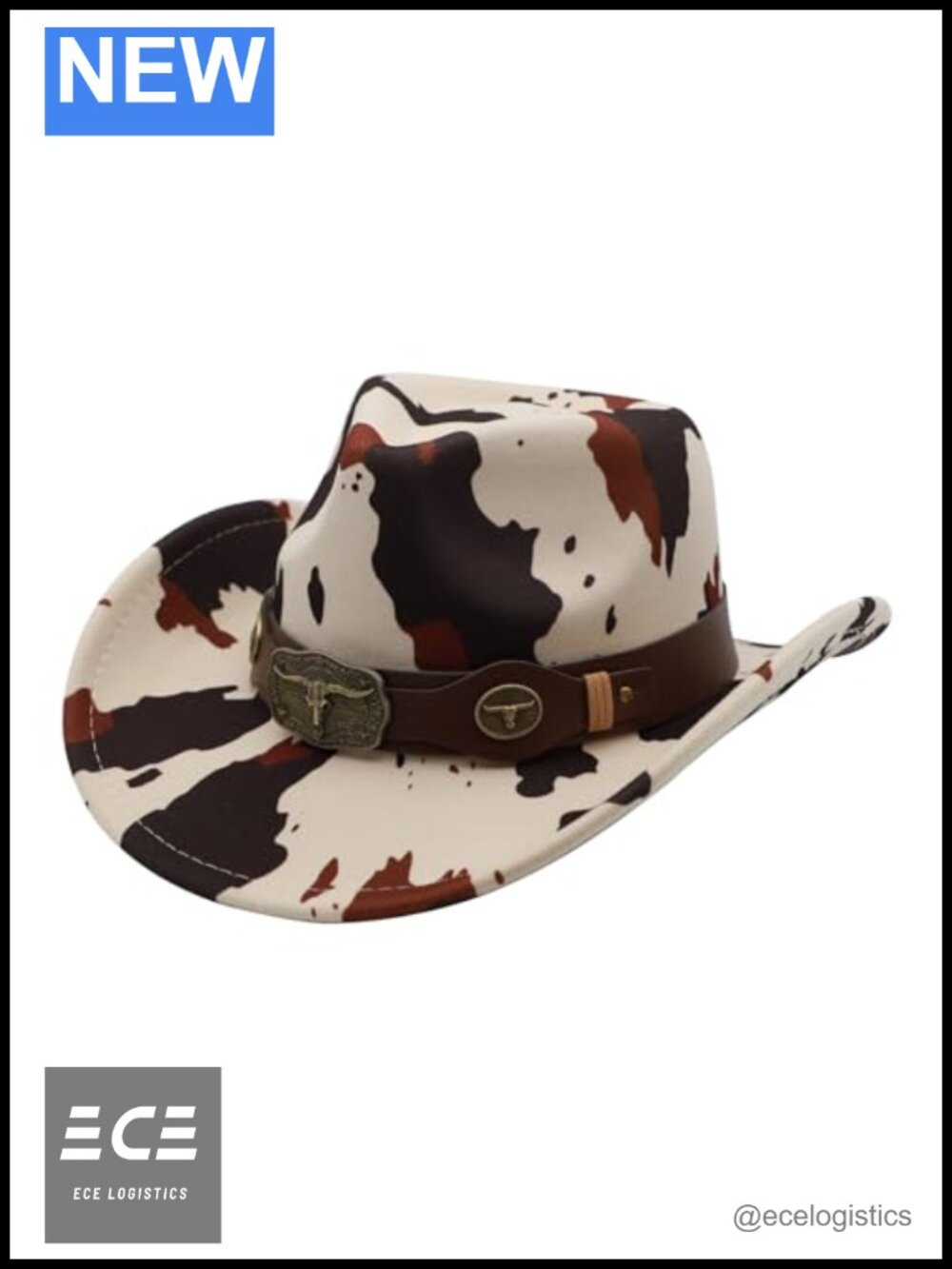 Wide Brim Felt Cowboy Hat Unisex Adjustable Buckle Cotton Polyester